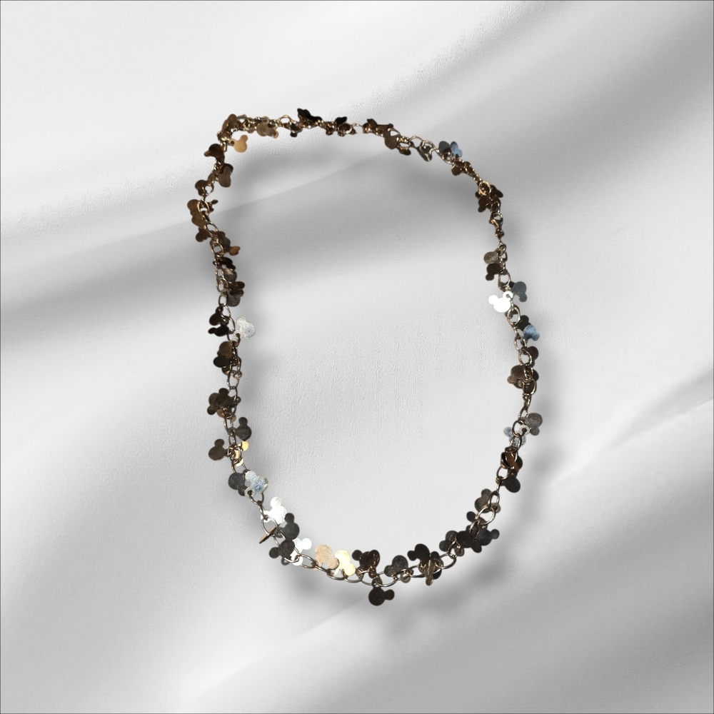 Disney: Confetti design Mickey Mouse heads silver ( 925) 12 inches necklace